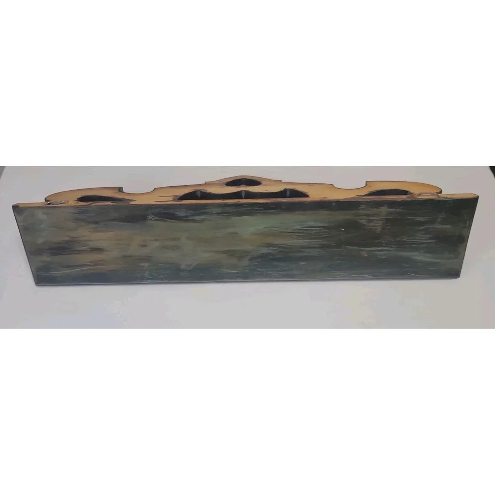 Wooden Wall Shelf Heart-shaped Cutout Distressed Teal, Hand Painted, 5